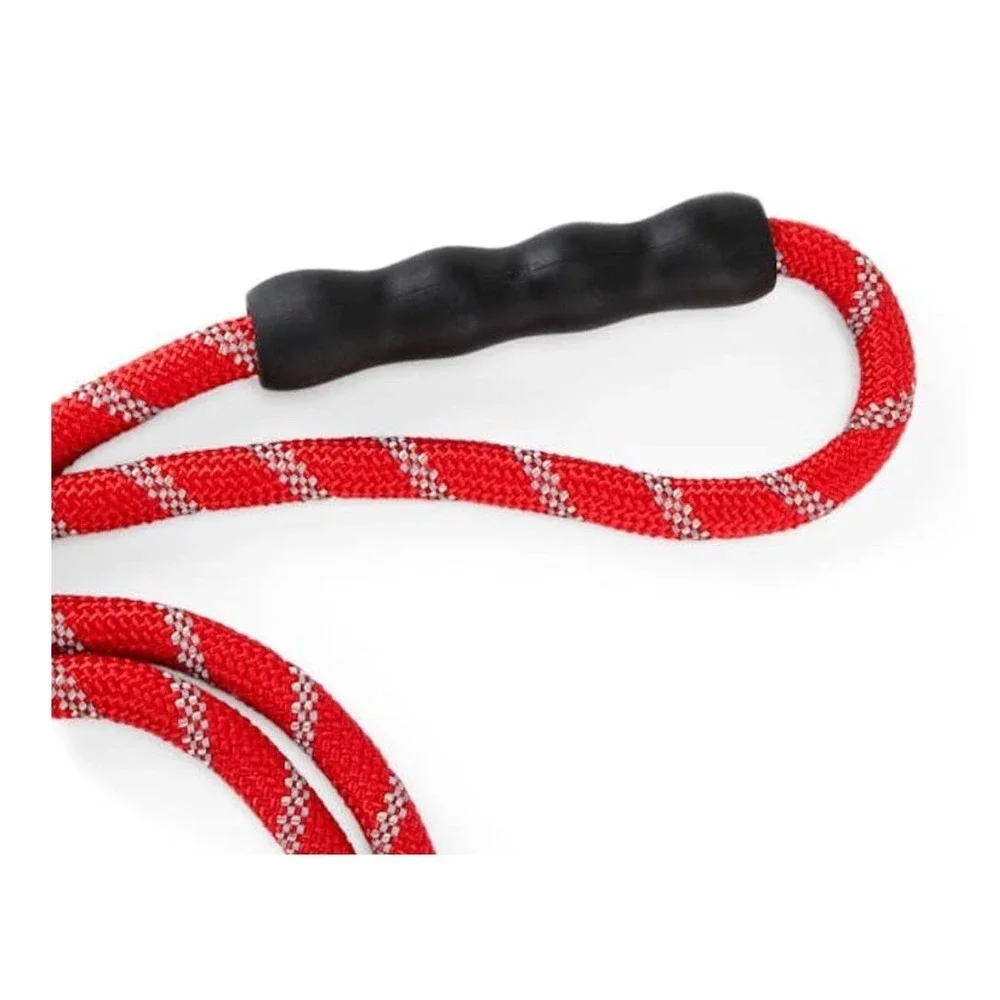 Braided Rope Dog Leash Youly 6 FT Red Reflective Soft Comfort Grip Snap New‎